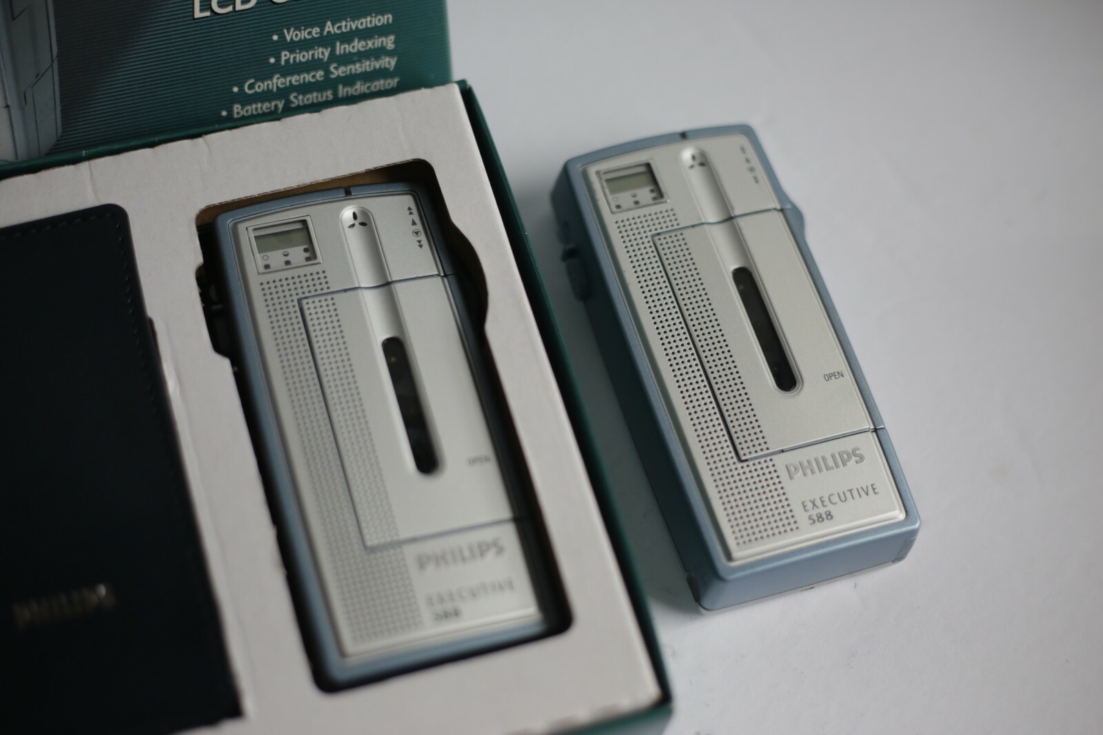 Lot of Two Philips Model 588 Executive Mini Cassette Pocket Memo Recorders NEW