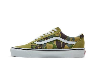Pre-owned Vans Bape X Old Skool 36 Dx 'green Camo' Vn0a54f37be In Multicolor