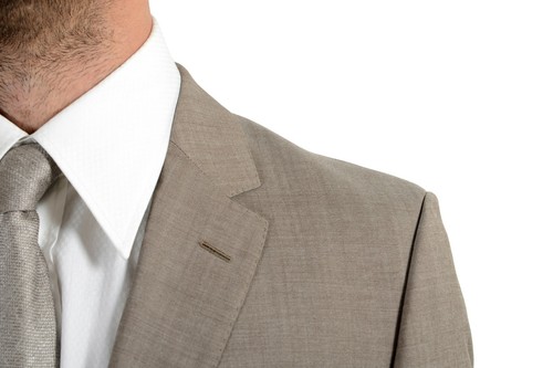 Pre-owned Hugo Boss "jeffery/simmons182" Men's 100% Wool Beige Two Button Suit