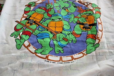 Vintage 1990 Teenage Mutant Ninja Turtles TMNT Twin Fitted Fabric Sheet