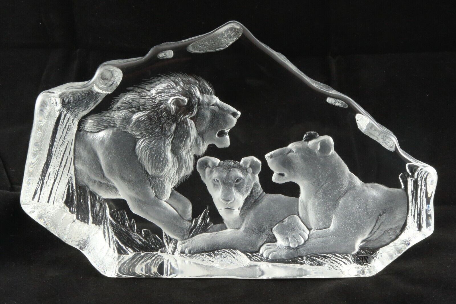 Vintage Mats Jonasson Crystal Lions #33629 Extra Lrg lead