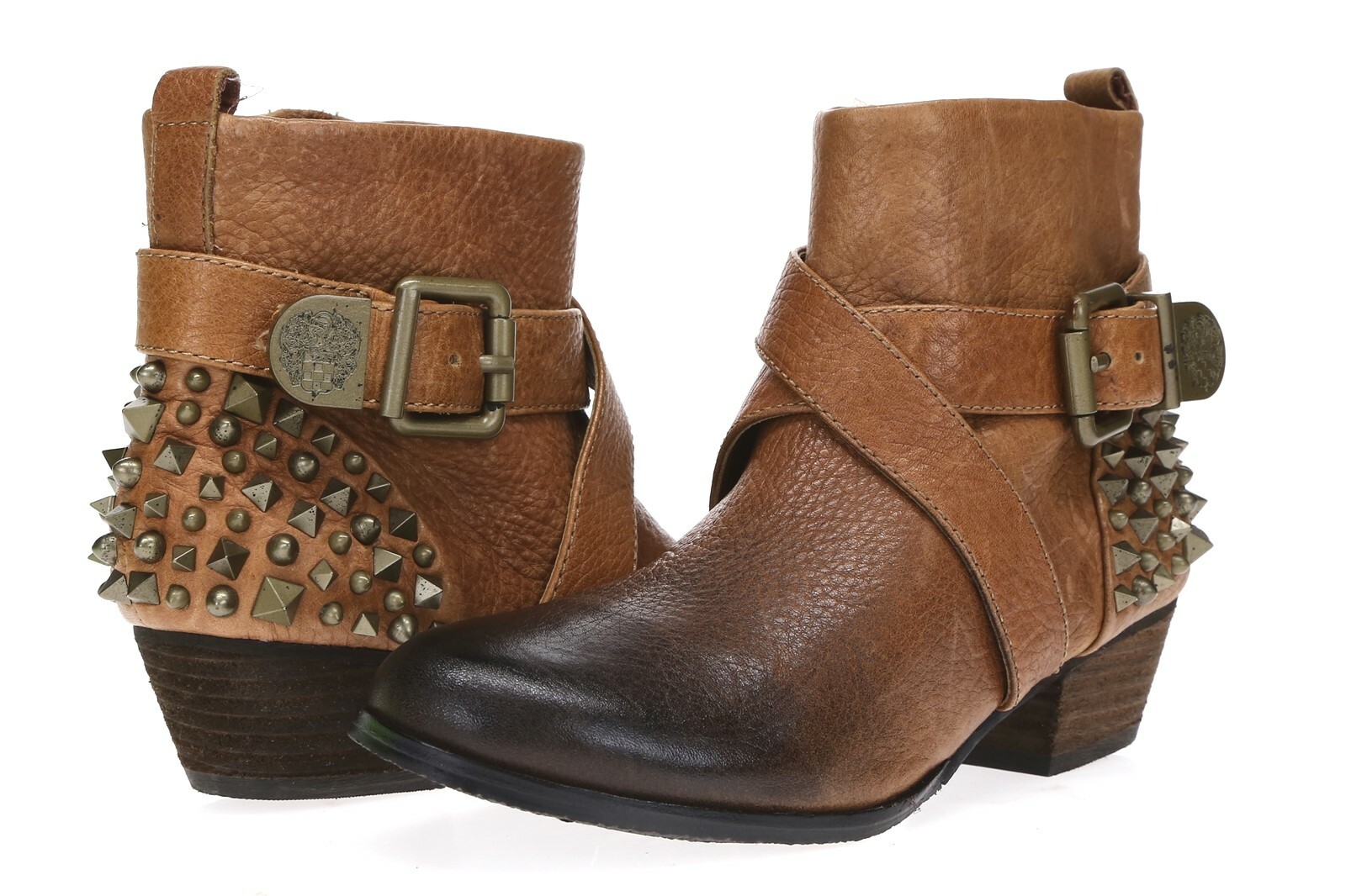 VINCE CAMUTO Womens 'Marvin' Brown Leather Spikes Ankle Boots Sz 6.5 B