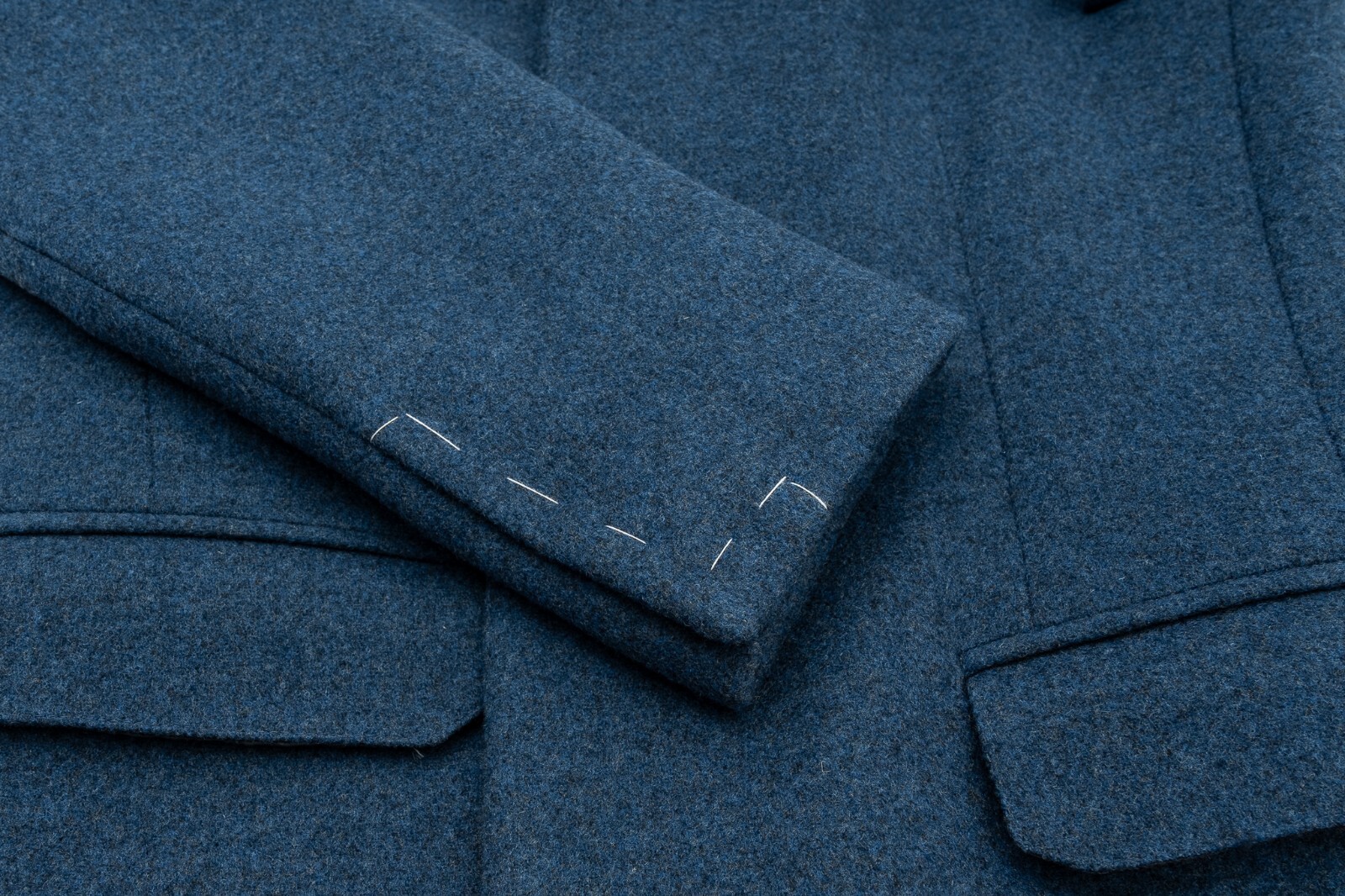 Pre-owned Eidos $1600  By Isaia Napoli Blue Coat Flannel Wool / Cashmere 38 Us / 48 Eu Slim