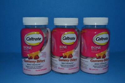 (3) Caltrate Vitamin D3+Calcium Bone Health, Black Cherry 50 Gummies Each, 04/24
