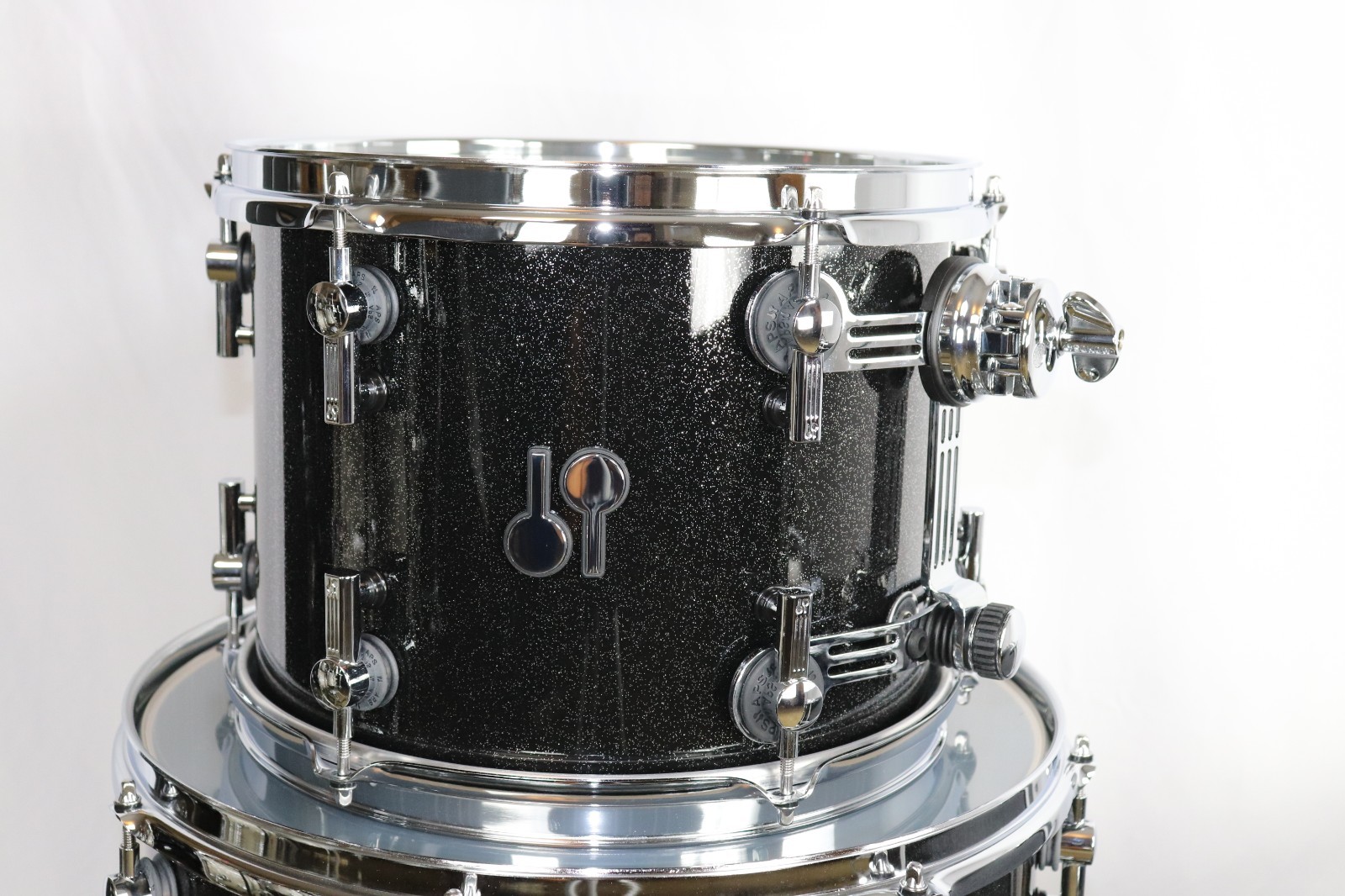 Sonor SQ2 Med/Thin Maple 3 Pc Black Sparkle Hi Gloss Ebony White Stripes Inside