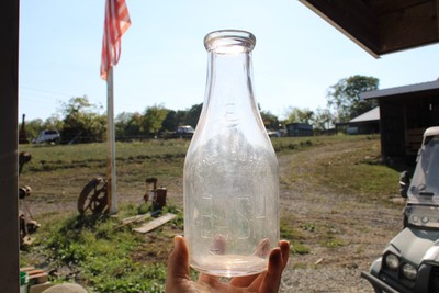 TREQ Bash Dairy Quart Milk Bottle, Pleasant Unity, Pa.