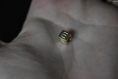 Baby Block Bead Solid Gold Charm 14k Letter E Alphabet Initial Monogram