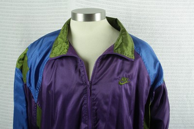 Vintage 1990's Nike Track Windbreaker Jacket XL XXL Purple Color Block Hip Hop