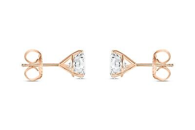 Pre-owned Shine Brite With A Diamond 5.50 Ct Round Cut Earrings Studs Solid Real 14k Rose Gold Push Back Martini In White/colorless