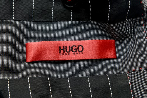 Pre-owned Hugo Boss "arti/hesten182" Men's Extra Slim Fit Wool Gray One Button Suit