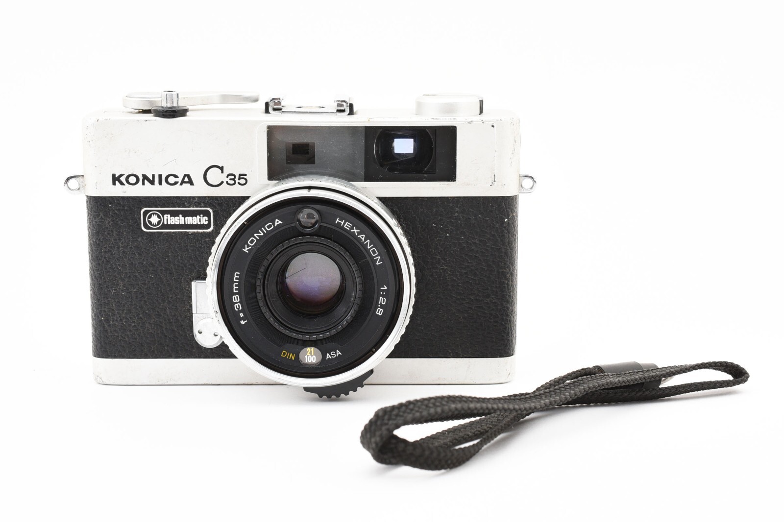 【美品】Konica C35flash matic CLAd]Konica C35 Flash Matic Silver 35mm Film Camera from