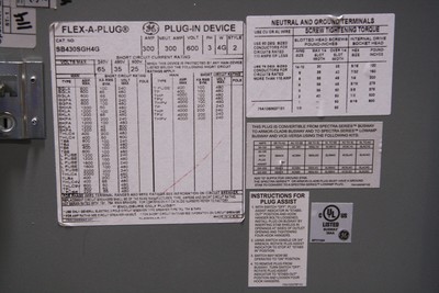 GE SB430SGH4G Bus Plug Unit 300A 600V 3Ph 4W SGHA36AT0400 Spectra NEW