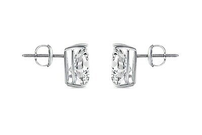 Pre-owned Shine Brite With A Diamond 6 Ct Pear Teardrop Cut Earrings Studs Solid 14k White Gold Screw Back Basket In White/colorless