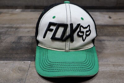 Fox Racing Snap Back Trucker Hat Cap Men Green White Black Motorcross Bikes