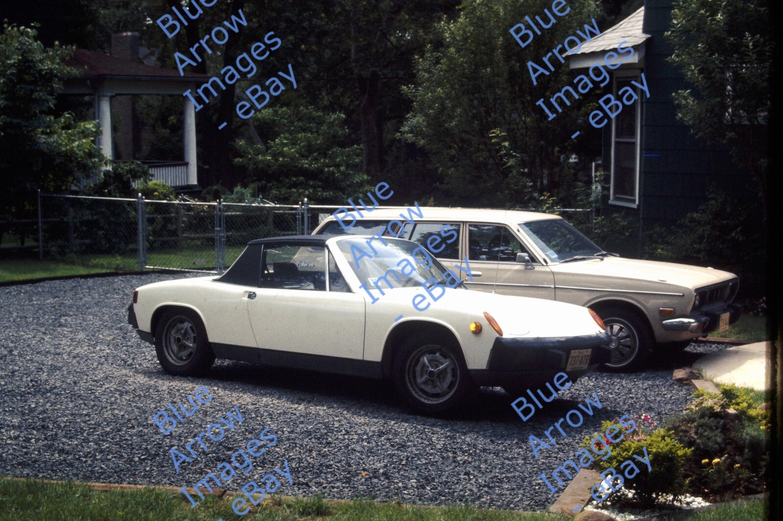 powellＴ 1976 35mm Slide Porsche 914 White with Black Top and Datsun 610