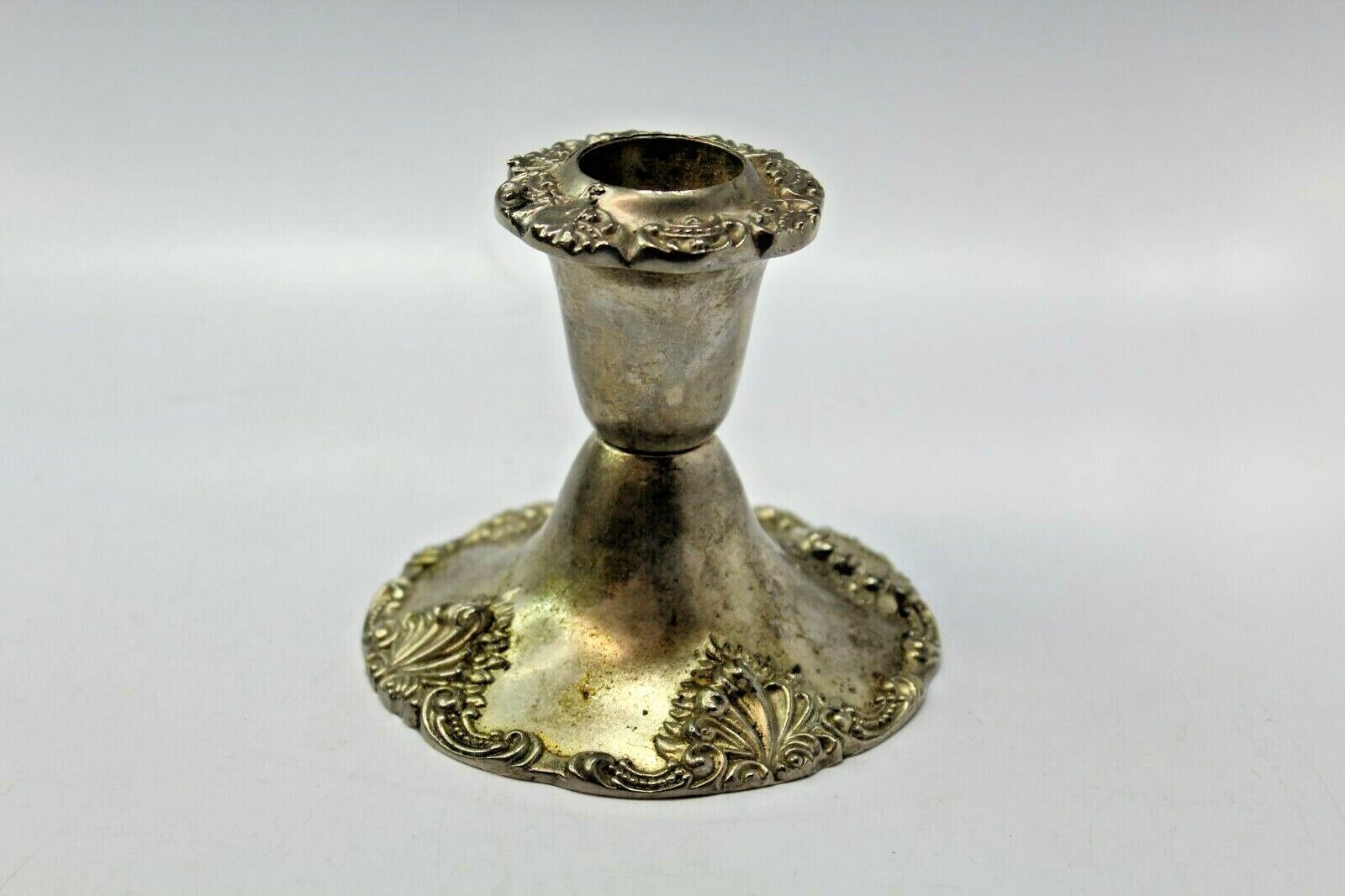 Vintage Silverplated Short Ornate Candlestick Candle Holder
