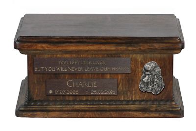 Poodle - Urn for dog s ashes with relief, sentence, low model ArtDog