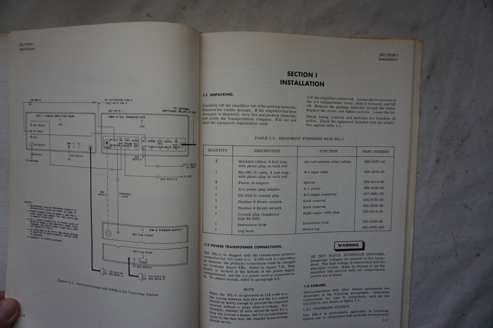 Collins Radio 30L-1 R-F Linear Amplifier Manual Authentic 1969 Seventh Printing