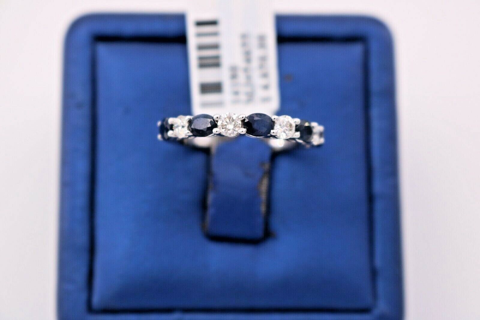 Pre-owned Handmade 14k White Gold 1.50 Ct Diamond & Sapphire Ladies Band, S14180