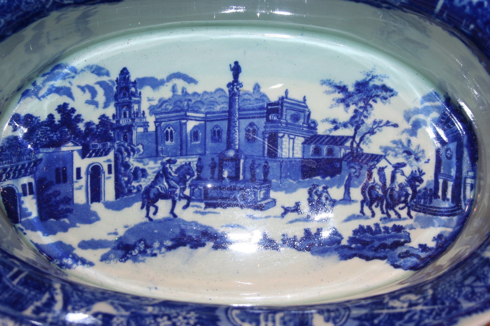 Antique Flow Blue Large Centerpiece Bowl Made in England