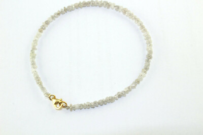 Pre-owned Big-diamonds Grey Rough Uncut Diamond Beads Bracelet With 18k Gold Lobster Clasp 2.50-3.00 Mm In Gray