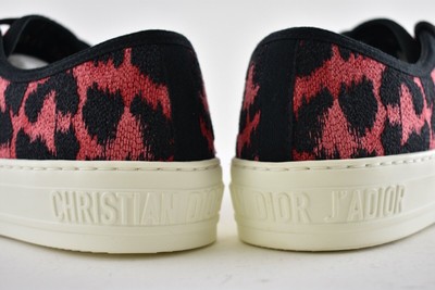 Pre-owned Dior Walk'n' Black Pink Leopard Lace Up Flat Low Top Trainer Sneaker 39