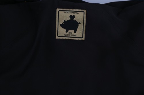 Pre-owned Dolce & Gabbana Dolce&gabbana Men Black Bomber Jacket 100%polyester Year Of The Pig Print Blazer