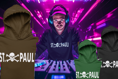 NEW STYLE St Pauli Hoodie Banner Style White Skull Bones Ultras ANTIFA