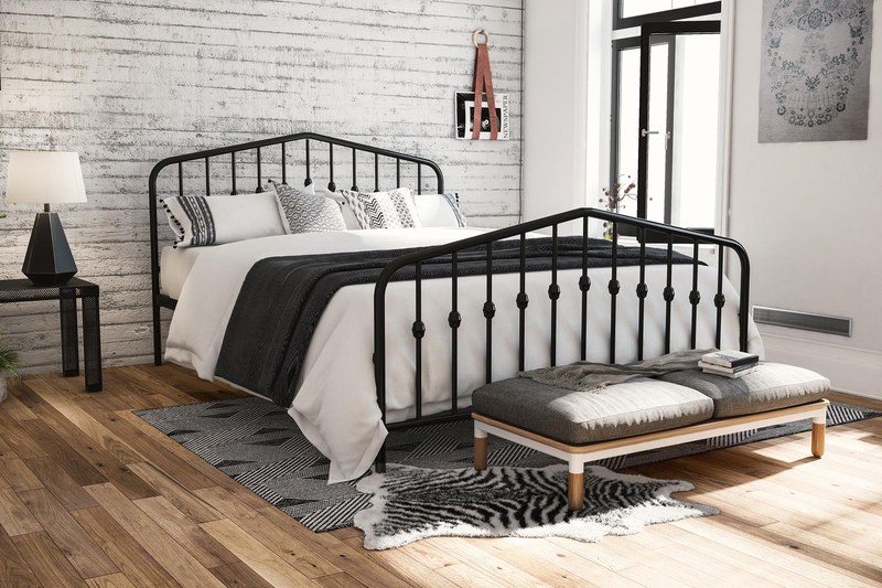 Metal Iron Headboard Footboard Black Panel Bed New