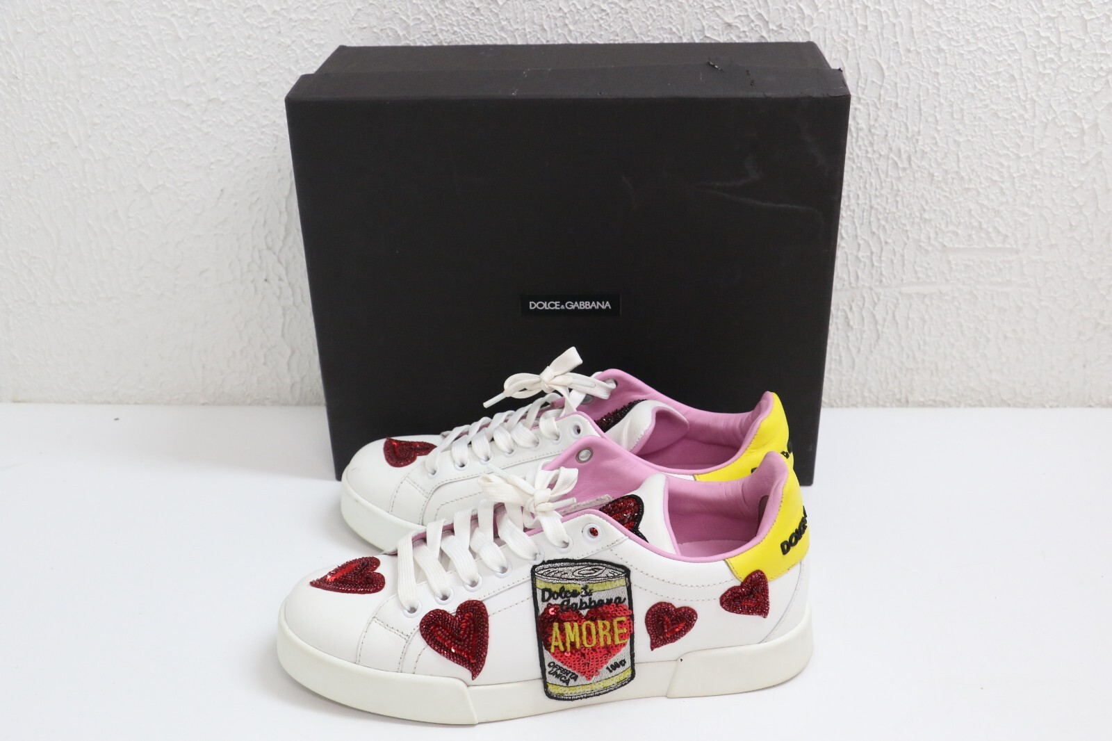 DOLCE & GABBANA Amore White Heart Sneakers Women's Size EU