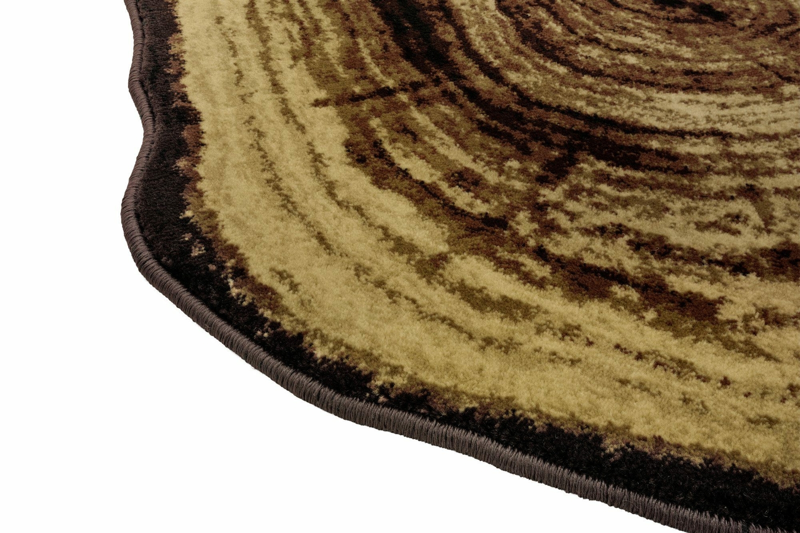 Webteppich Baumstammoptik rund 100 cm braunbeige