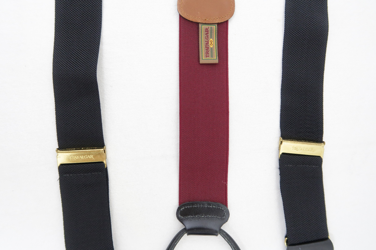 Trafalgar England Hopsack Maroon Red Black Button Tabs Braces Suspenders