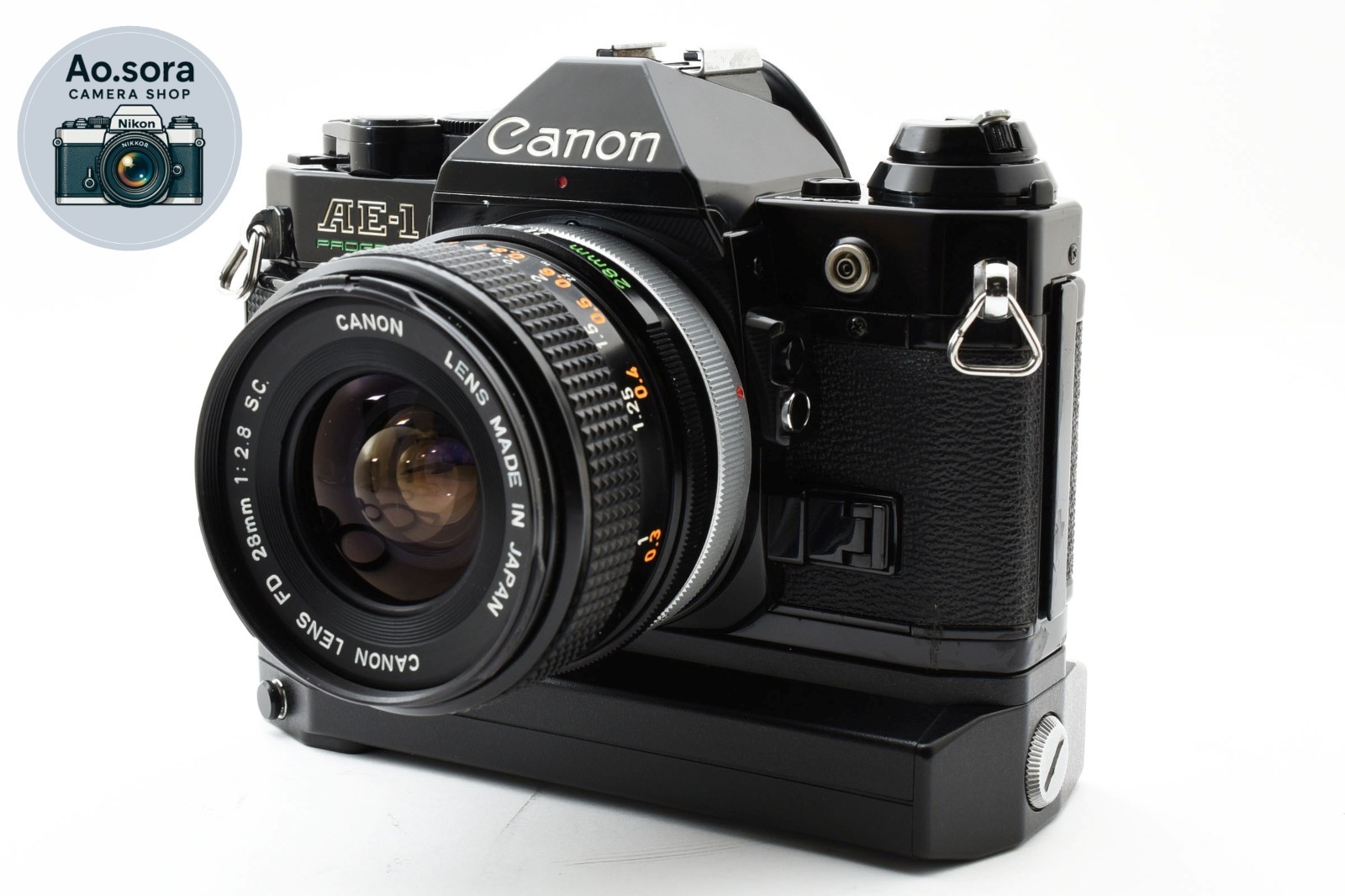 Near Mint* Canon AE-1 PROGRAM Black + PWA2 + Canon FD 28mm