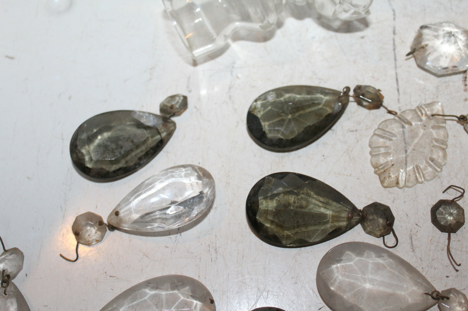Vintage Lot Lamp Light Chandelier Prisms Candle Cup Rare Parts Crystal