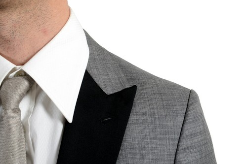 Pre-owned Hugo Boss "novid/bristow_1" Men's Wool Silk Slim Gray Tuxedo Two Button Suit