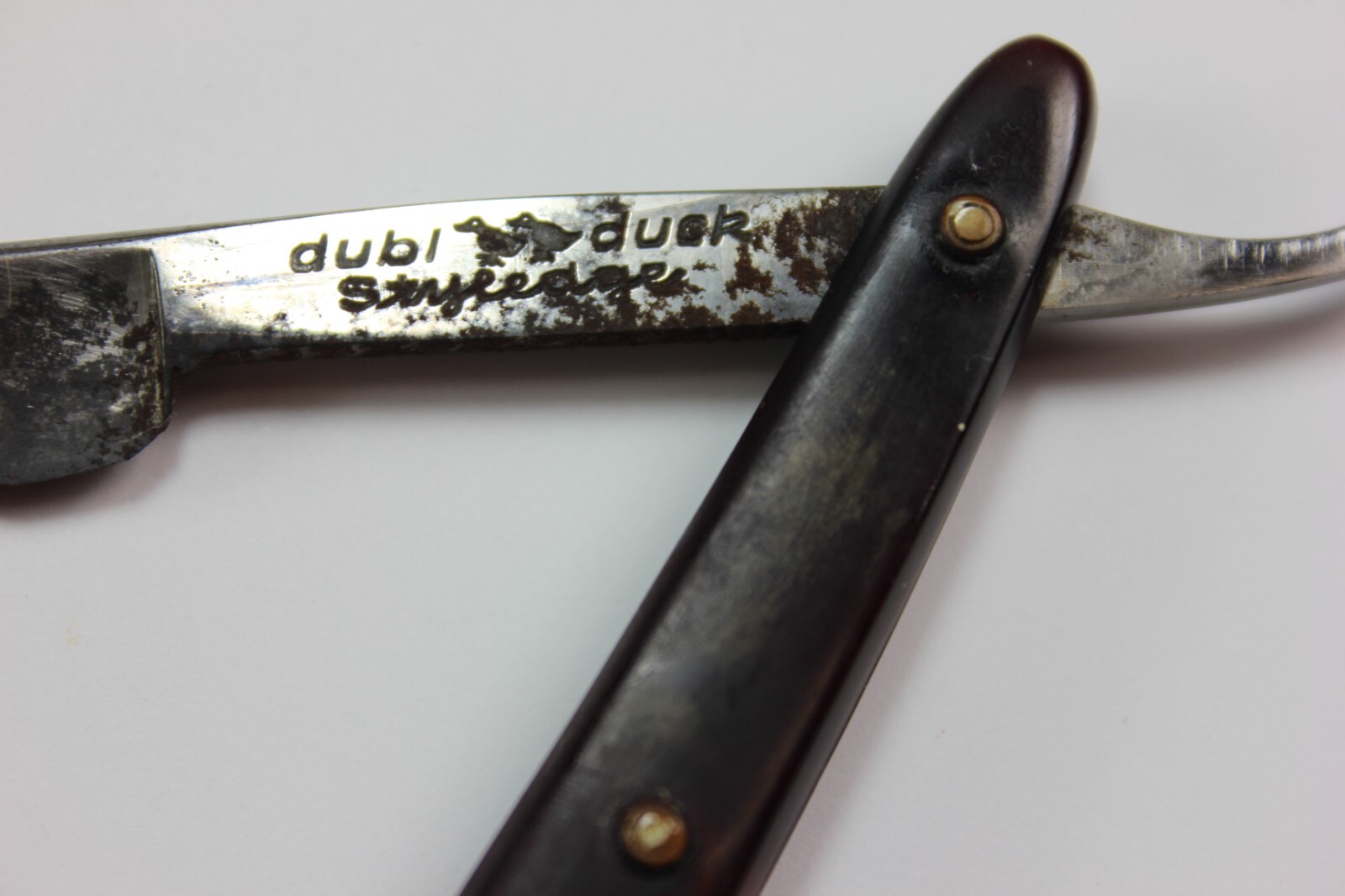 DUBL DUCK Style Edge Straight Razor Pearl Duck Inc. Jamaica, N.Y. - Made Germany