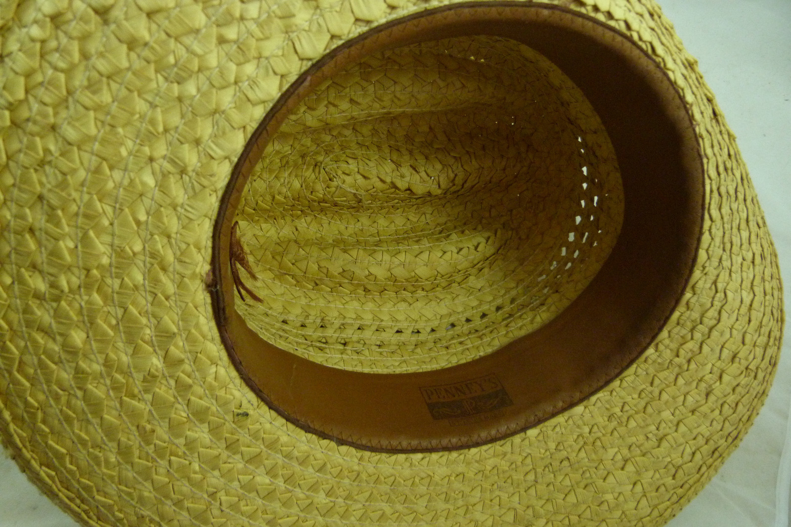 Vintage JC Penney Mens Straw Hat Cap Western Cowboy Tan Woven 6 7/8