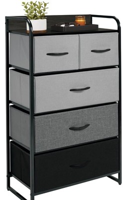 mDesing tall Dresser Storage Chest Vanity Furniture Cabinet, 5 Drawers, Textured
