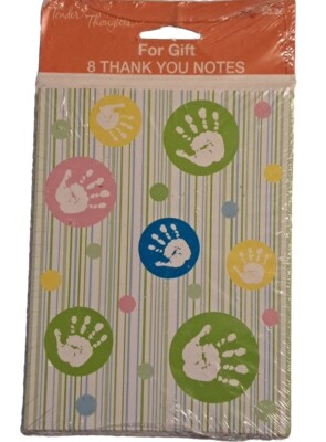 Handprints Thank You Note Cards ''Thanks For The Wonderful Gift...'' 8 Cards & Env