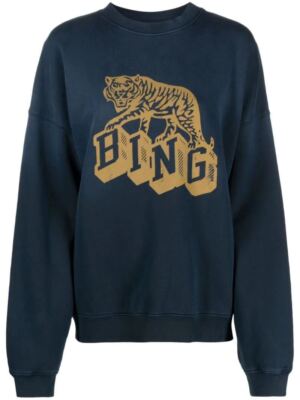 Casual Anine Bing Tiger Print Long Sleeve Hoodies Sweatshirt Unisex Pullover Top