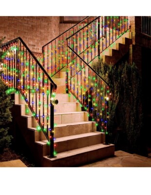 Eueasy Outdoor Lights for Stairs, 15FT×3.3FT Led Lights, Plug in 300 Leds Fairy