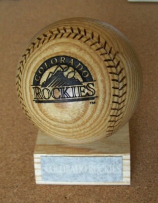 1995 Colorado Rockies season record solid wood baseball ball #'d
