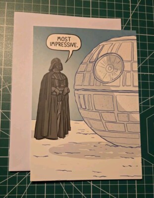 1x Star Wars Holiday Darth Vader Death Star Christmas Card + Envelope
