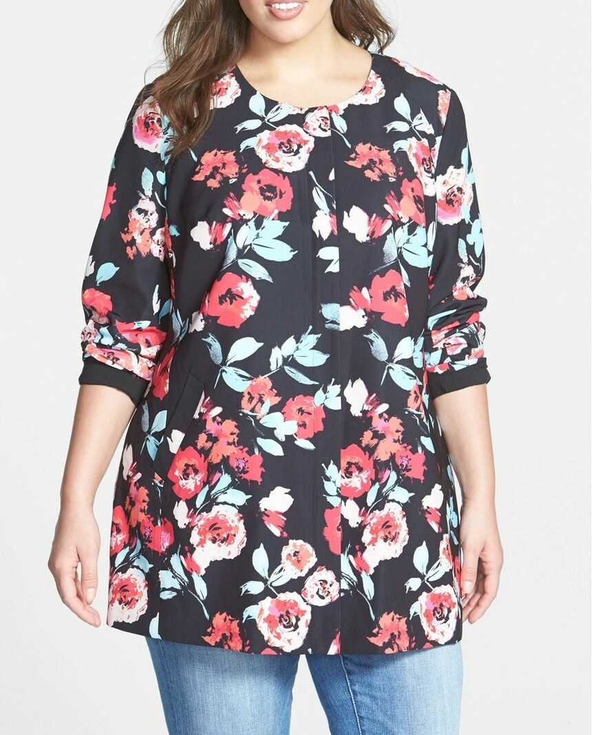 Sejoir Women's Print Twill Topper (Plus Size) Top Sz 16W $149