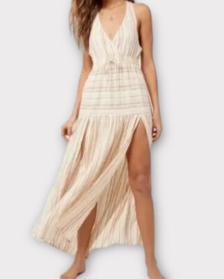 L*Space Women s Emma Dress LARGE Beach Cover-Up Midi Maxi Sunsoaked Stripe NWT