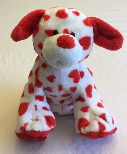 Ty Pluffies Sweetly Plush 2006 Red Hearts Puppy Dog Valentine Pup No Hang Tag