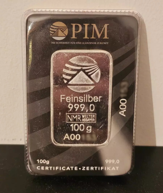 Lingot Argent 100g Pim 999/1000 NumÃ©RotÃ© Certificat - Sous Blister Jamais Ouvert