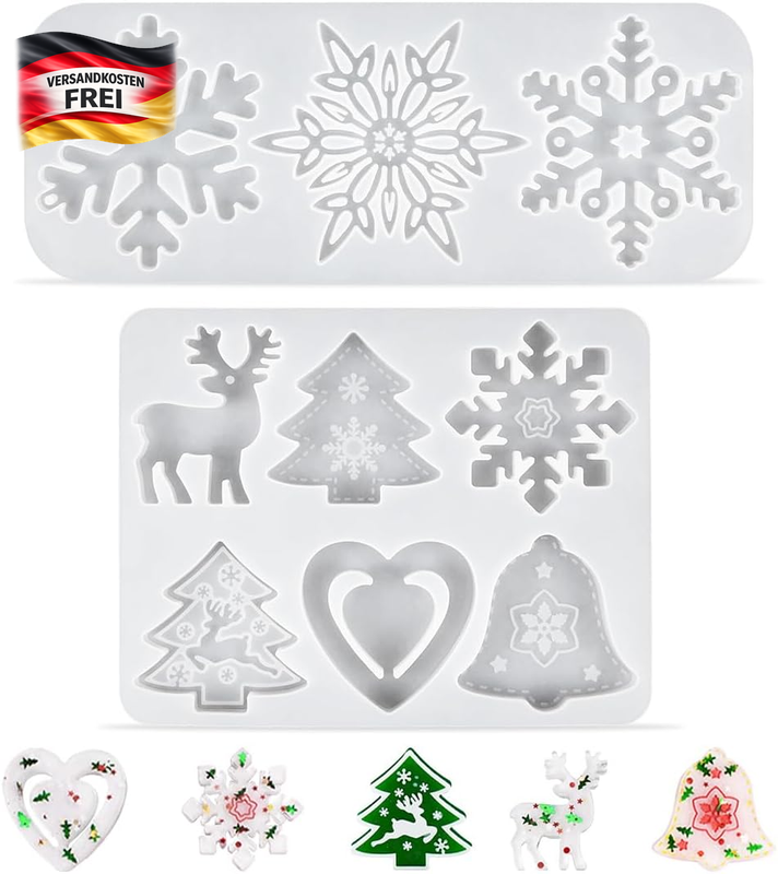Weihnachts Silikonformen Set für Harz Seifen Cake DIY Dekorationen 2 Stück