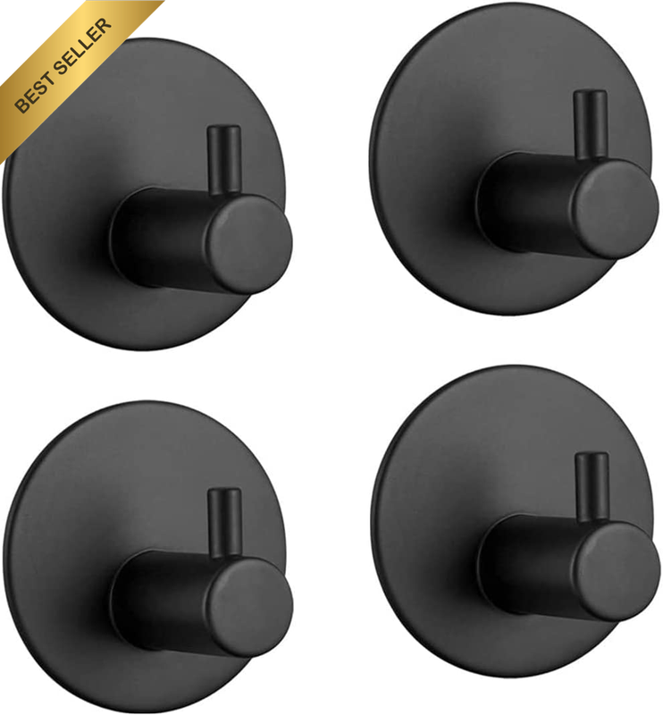 4 Pack Stainless Steel Wall Hooks Self Adhesive 3M Waterproof Towel Hooks for Ba