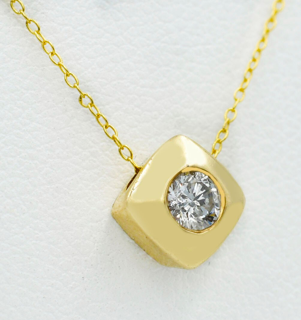 GENUINE 0.25 Cts DIAMOND SLIDE PENDANT 14K GOLD ** Free Appraisal Service